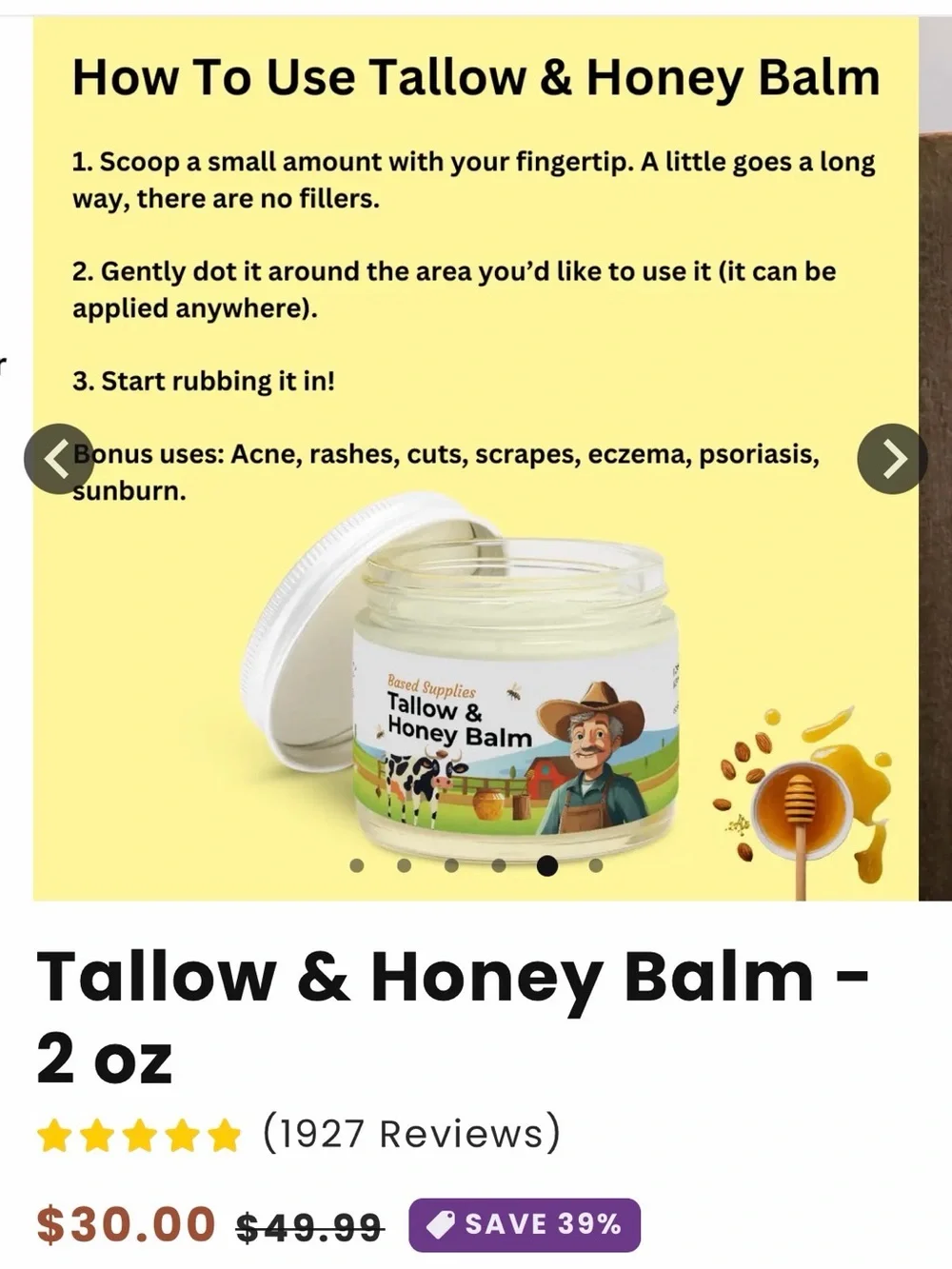 Based Supplies - Tallow & Honey Balm